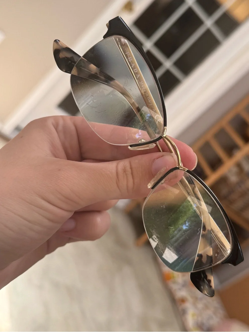 Prada Gold and Silver Metal Eyeglasses